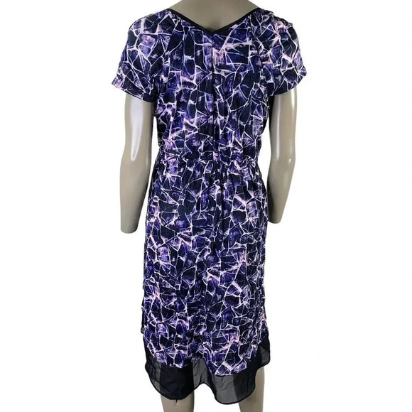 Simply Vera Wang Short Sleeve Tie Waist Shirt Dress Size L Purple Abstract - Picture 2 of 16